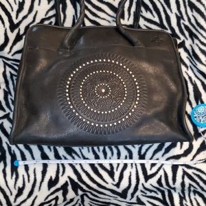 Patricia Nash large black Paris distressed leather NWT